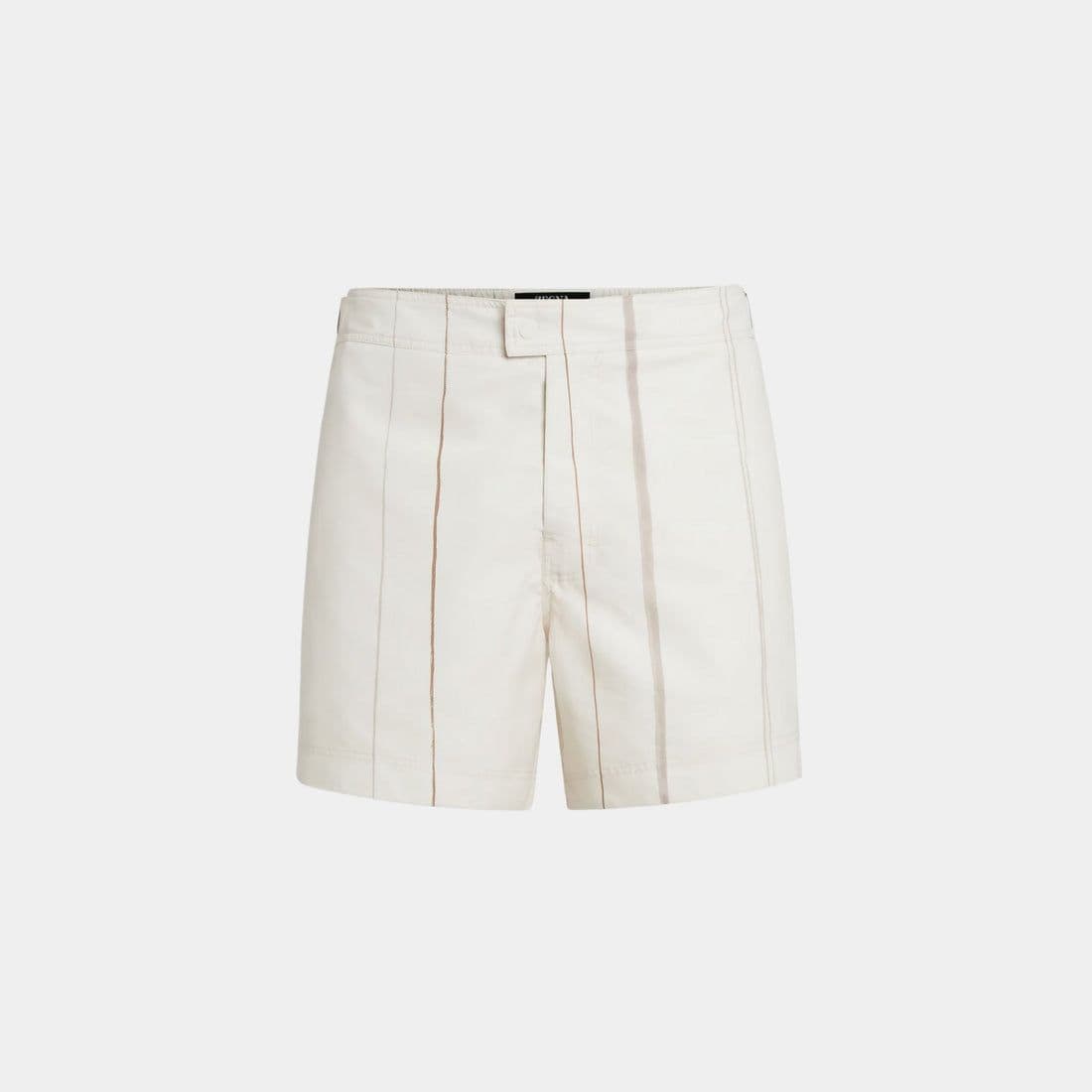 Swim Trunks With Striped Pattern - Beige